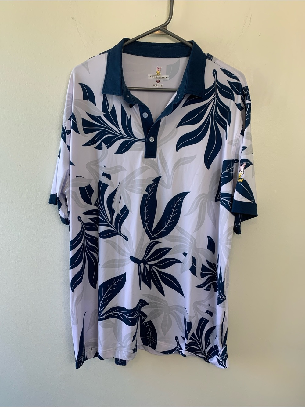 Rolo Golf Men's White & Navy Tropical Print Polo